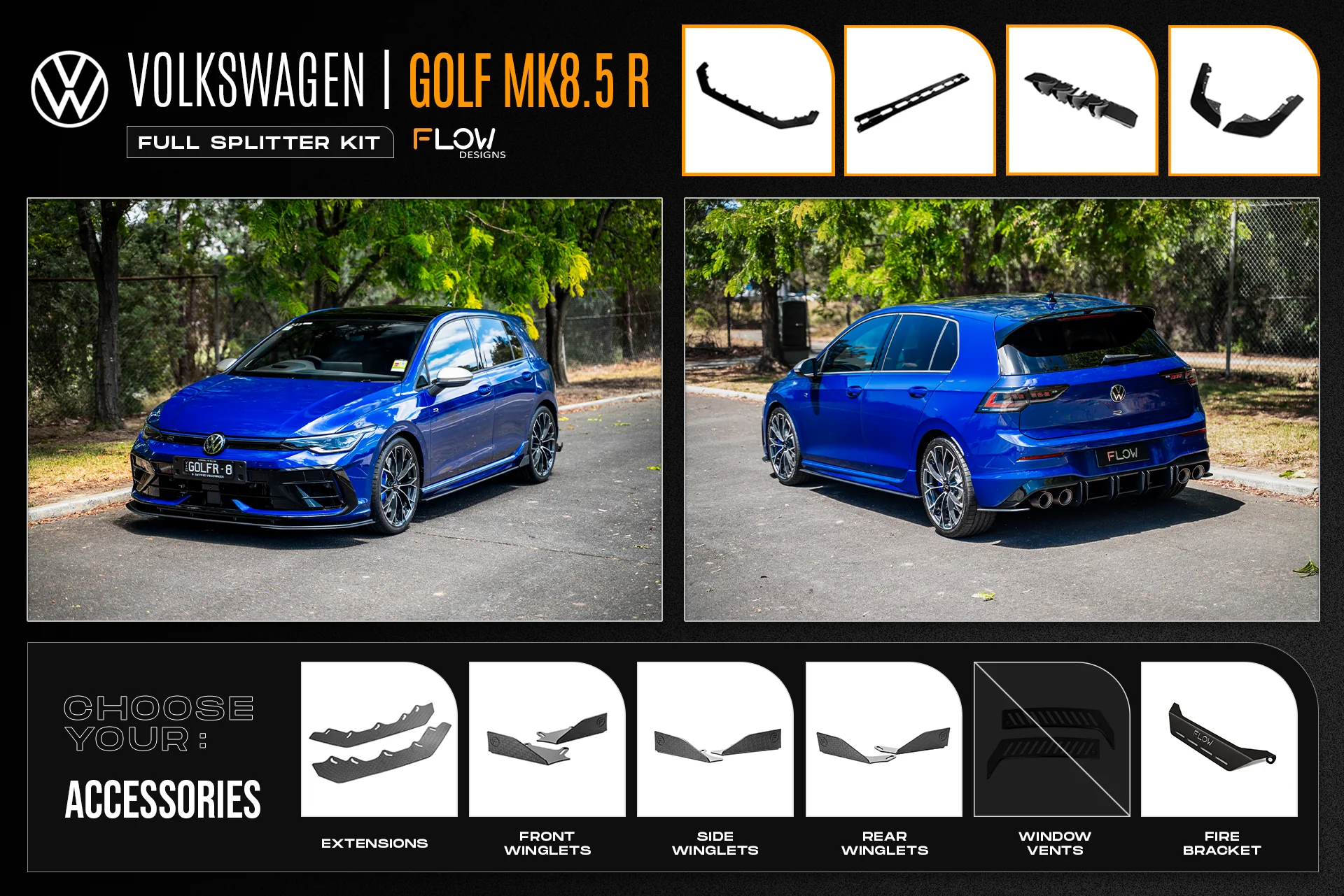 MK8.5 Golf R Full Lip Splitter Set - Image 8