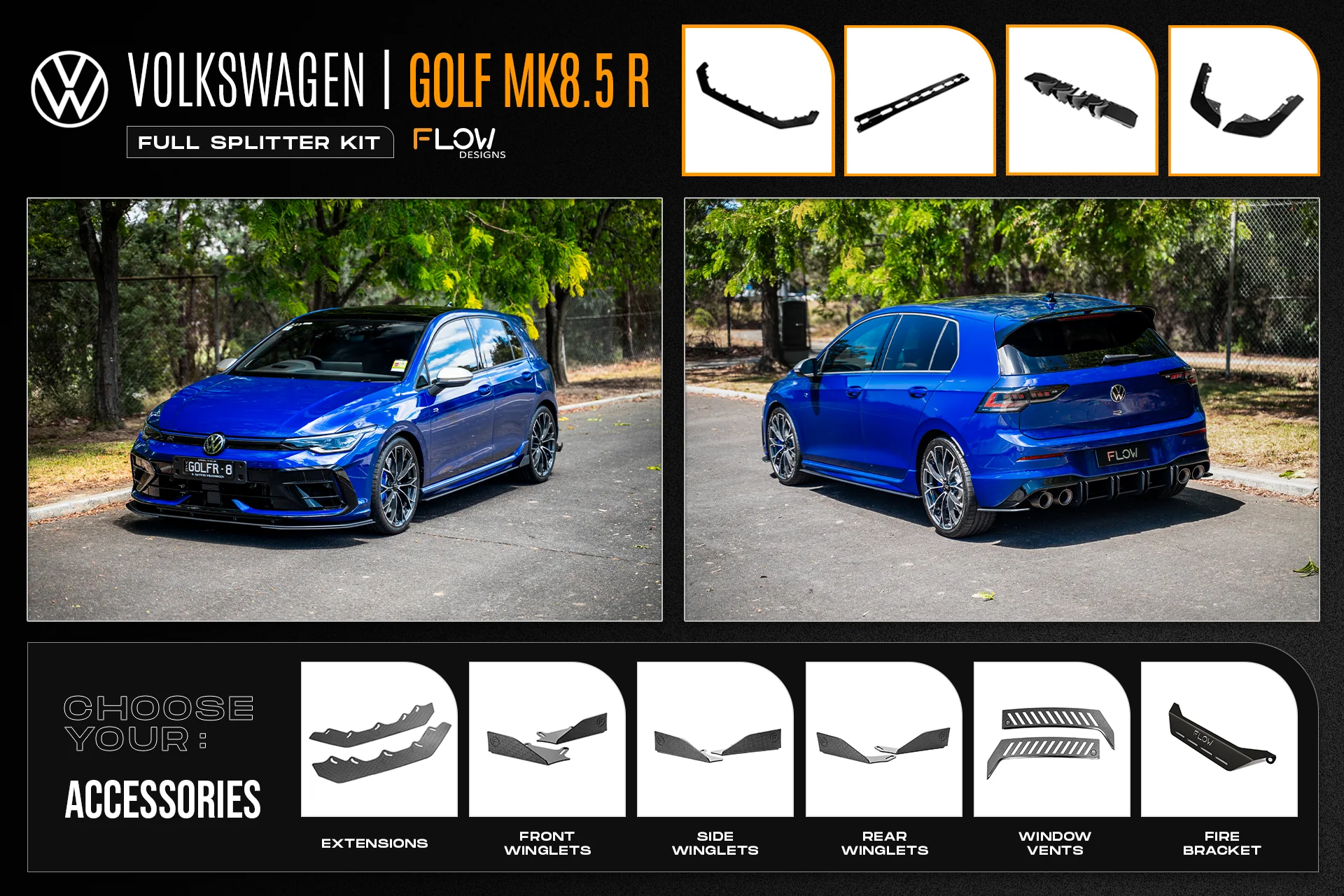 MK8.5 Golf R Full Lip Splitter Set - Image 9