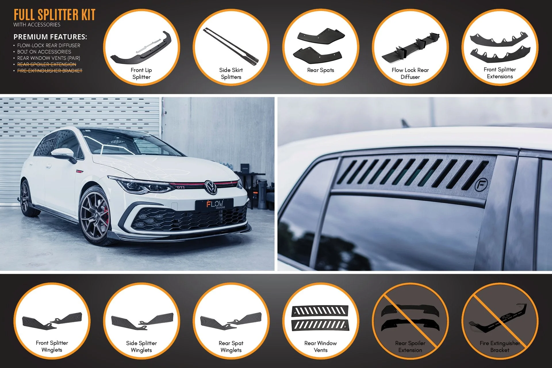 MK8 Golf GTI Full Lip Splitter Set - Image 10
