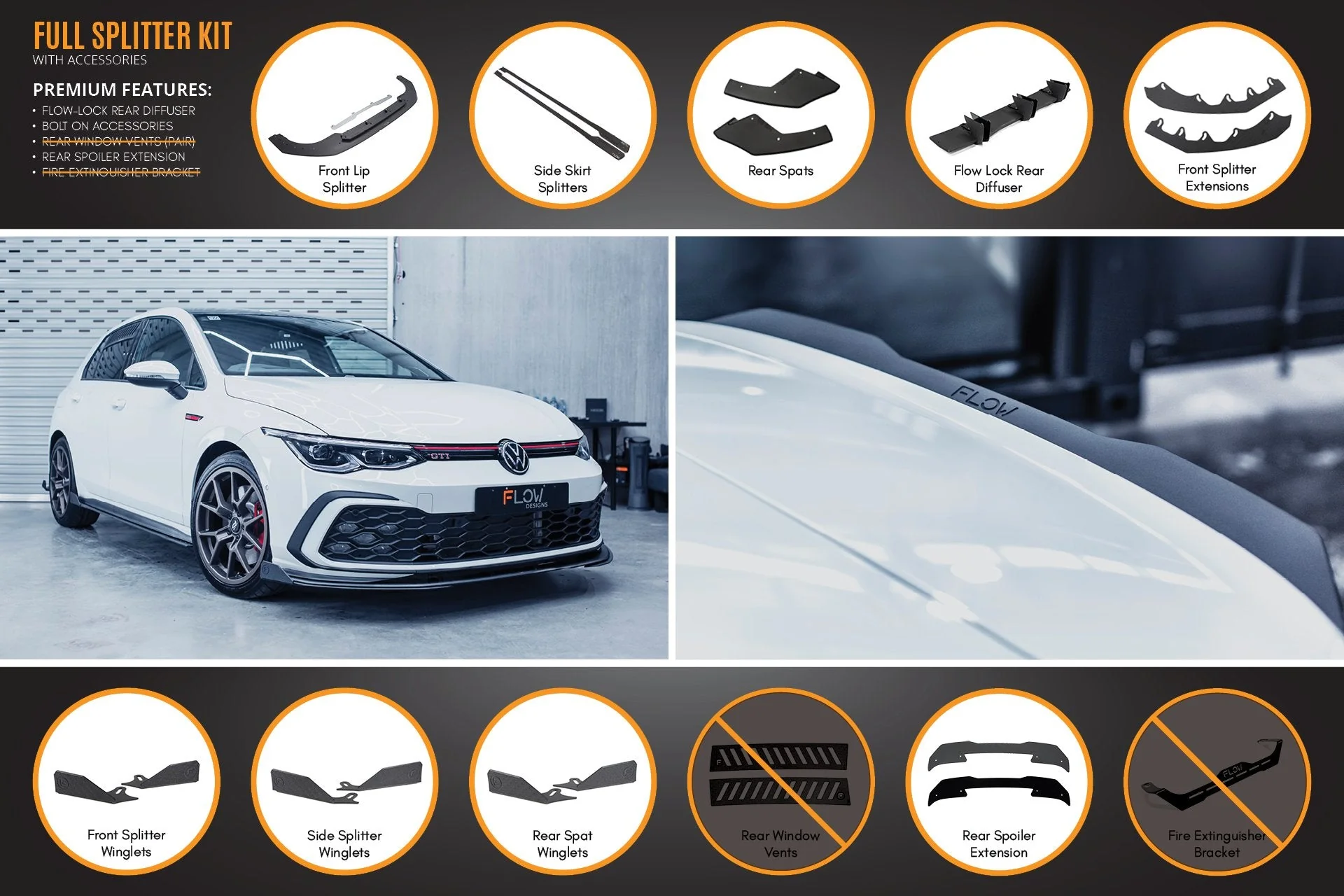 MK8 Golf GTI Full Lip Splitter Set - Image 11