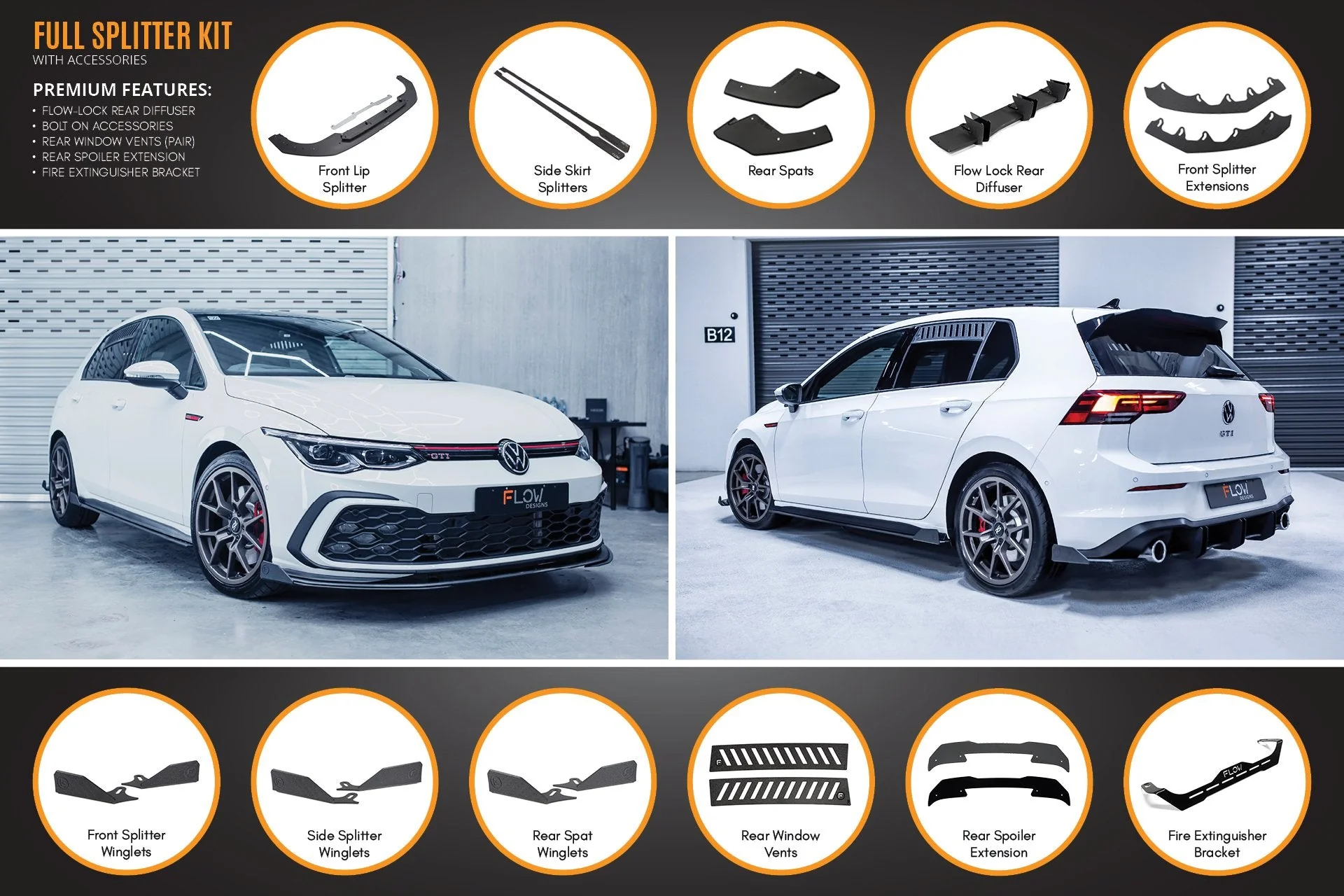 MK8 Golf GTI Full Lip Splitter Set - Image 16