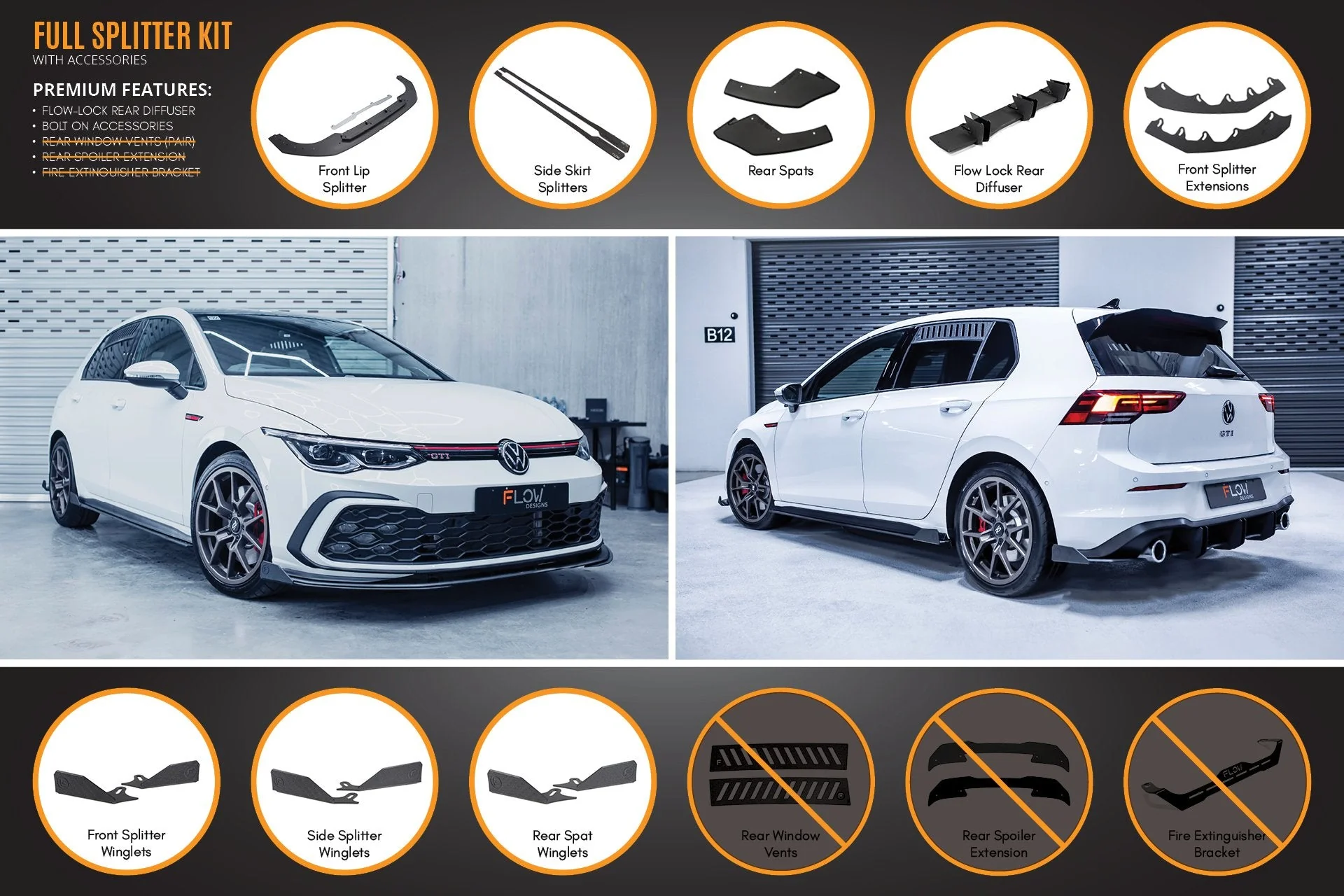 MK8 Golf GTI Full Lip Splitter Set - Image 17