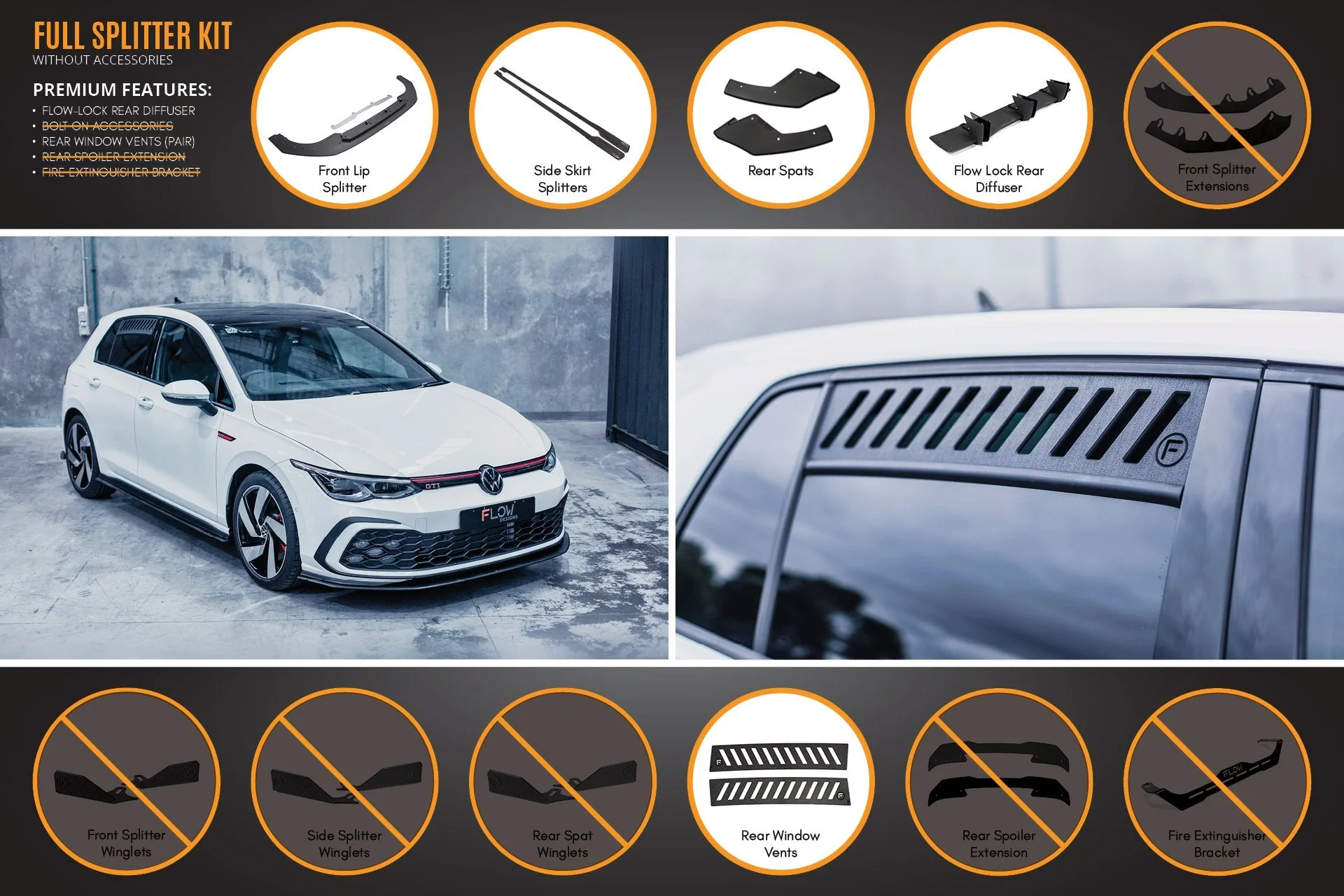 MK8 Golf GTI Full Lip Splitter Set - Image 3