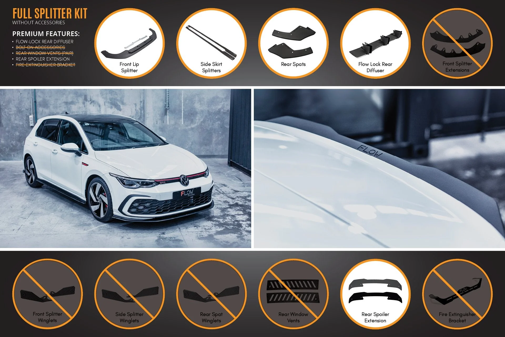 MK8 Golf GTI Full Lip Splitter Set - Image 4