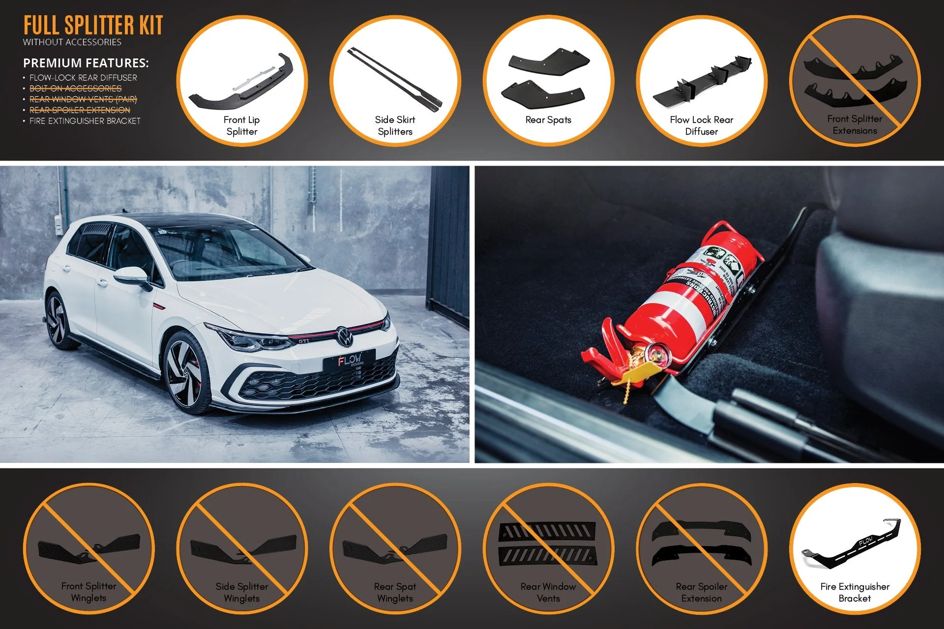 MK8 Golf GTI Full Lip Splitter Set - Image 5