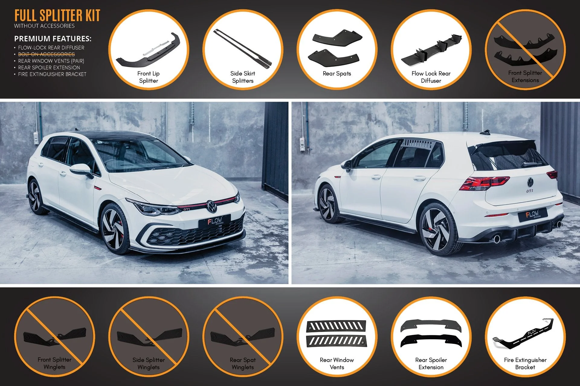 MK8 Golf GTI Full Lip Splitter Set - Image 9