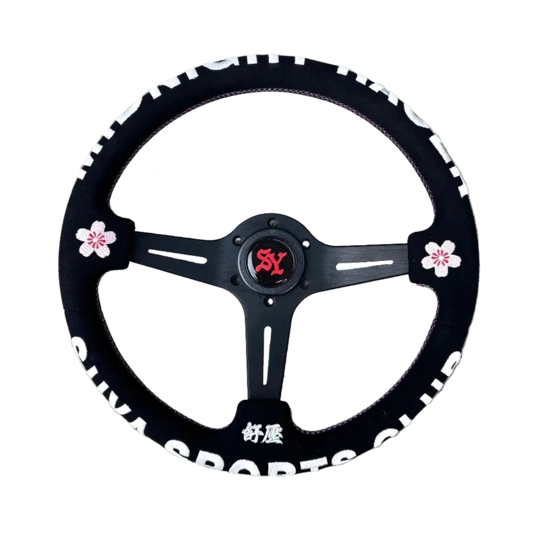 SUYA Steering - Premium Suede Racing Steering Wheel with Horn Button - "Midnight Racer"